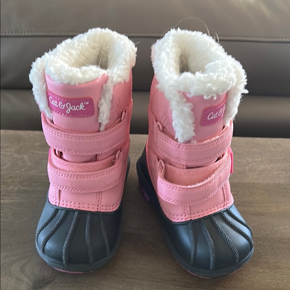 Cat & Jack Pink and Black Kids Snow Boots